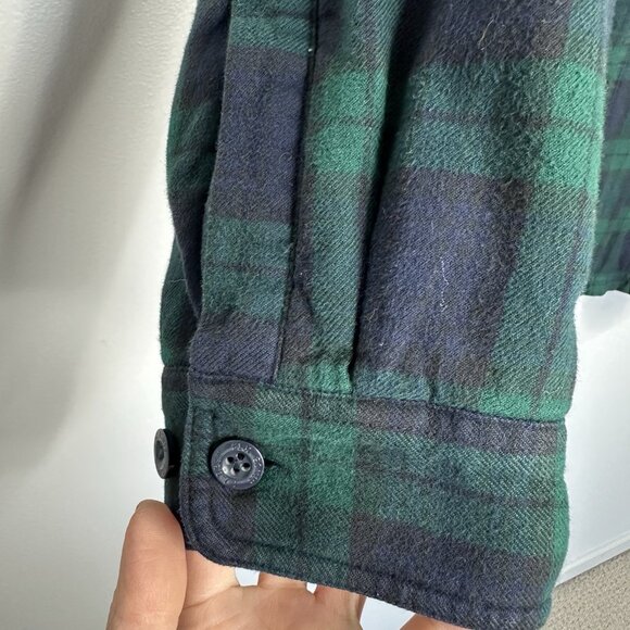 LL Bean Fleece Lined Flannel Shirt Mens 2XL Tall Blackwatch Plaid - Picture 4 of 8